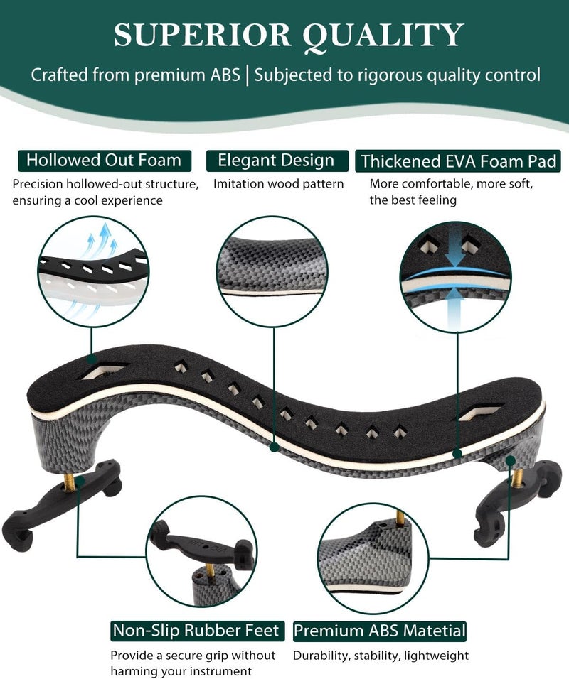 LMS Violin Shoulder Rest 4/4 3/4 Full Size, Hollowed Out Foam Shoulder Rest for Violin Accessories for Beginner Shoulder Rest Pad with Mute Rosin, Ergonomic for Prolonged Play (Black, 4/4, 3/4) - Image 4